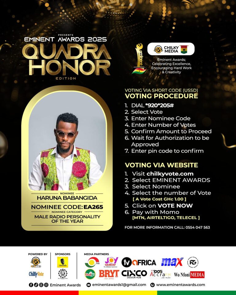Melody FM’s Haruna Babangida Nominated For Male Radio Personality Of The Year At Eminent Awards 2025